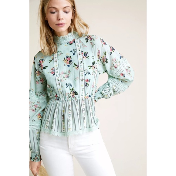 Anthropologie Tops - Anthropologie HEMANT & NANDITA Amour Floral Lace Blouse Top Cottagecore X-Small